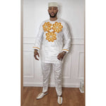 HDAfricanDress Tradition Men Outfit Riche Bazin Embroidery Shirt With Trouser 101