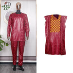 HDAfricanDress African Men Tradition Clothing Bazin Shirt Pants Robe Wedding Party Occasion 104