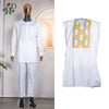 HDAfricanDress African Clothes for Men Tradition Embroidery Bazin Shirt Pant White Coat Robe 104
