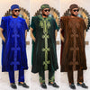 HDAfricanDress African Men Embroidery With Jewel Flannelette 3 PCS Set Shirt Pants Coat Clothing 101