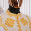 HDAfricanDress African Men Tradition Embroidery 2 Pcs Set White Brown Bazin Muslim Wedding Party Dashiki 105