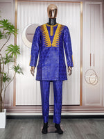 HDAfricanDress New Arrivals 2023 African Men Tradition Clothing Embroidery Top Pant 2 PCS Bazin Muslim Ramadan Dashiki 102