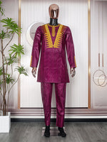HDAfricanDress New Arrivals 2023 African Men Tradition Clothing Embroidery Top Pant 2 PCS Bazin Muslim Ramadan Dashiki 1010