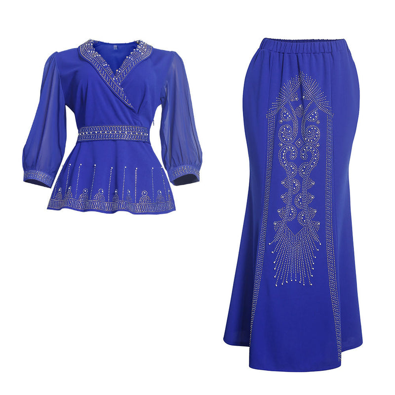 HDAfricanDress Two Piece Set Tops Skirt Suit Turkey Outfit Bubu Robe 104