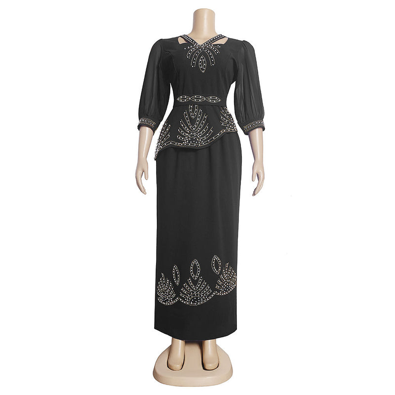 HDAfricanDress Tops Skirt Suit Women Clothing Two Piece Set Ankara Turkey Outfit 1012