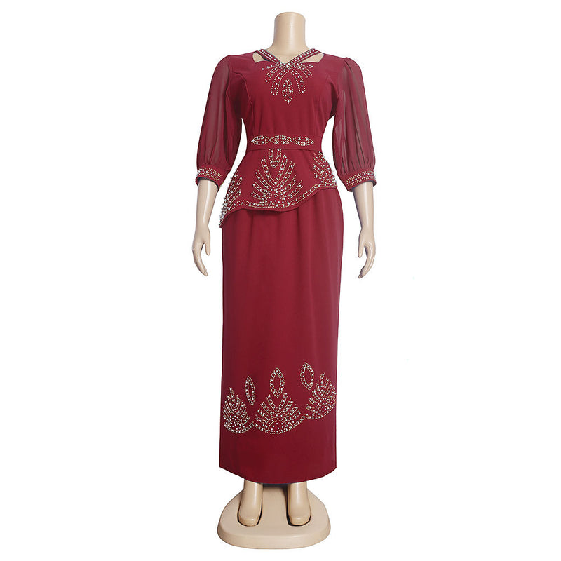 HDAfricanDress Tops Skirt Suit Women Clothing Two Piece Set Ankara Turkey Outfit 1014