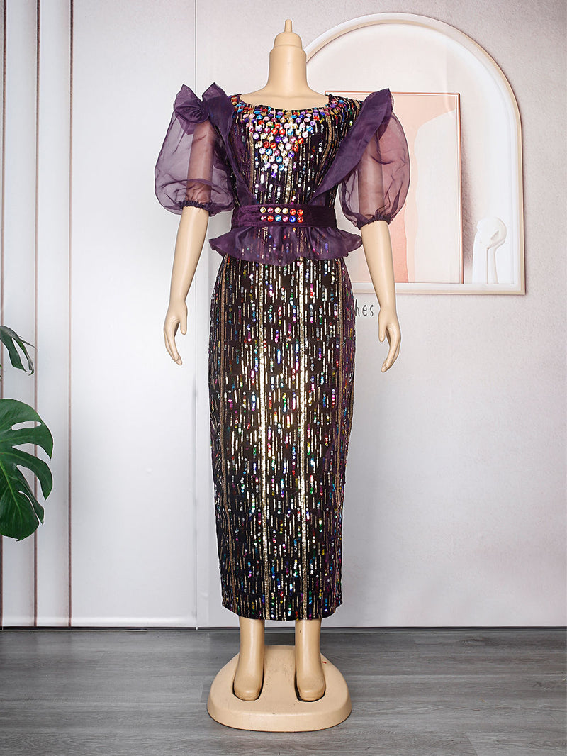 HDAfricanDres African Dresses for Women Elegant Luxury Velvet Evening Gowns Turkey Long Maxi 201