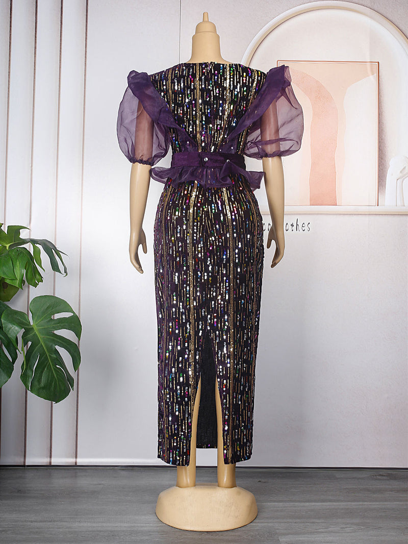 HDAfricanDres African Dresses for Women Elegant Luxury Velvet Evening Gowns Turkey Long Maxi 203