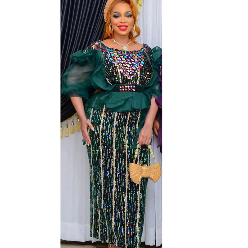 HDAfricanDres African Dresses for Women Elegant Luxury Velvet Evening Gowns Turkey Long Maxi 2010