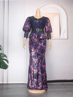 HDAfricanDress Luxury Sequin Evening Dresses Women Turkey Outfit Robe Dashiki Ankara 107