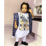 HDAfricanDress Boys White Long Sleeve Tops Embroidery Dashiki Robe Shirt Pant Set 3 PCS 101