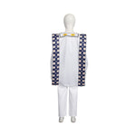 HDAfricanDress Boys White Long Sleeve Tops Embroidery Dashiki Robe Shirt Pant Set 3 PCS 103