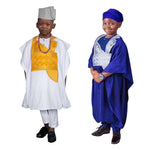 HDAfricanDress African Tradition Clothes For Kids Boys White Blue Embroidery Dashiki Robe Shirt Pant 101